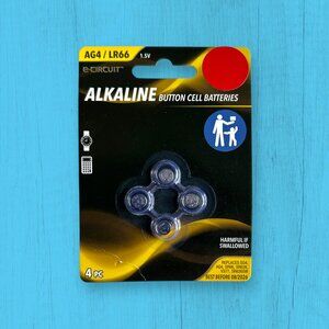 E-Circuit AG1/LR60 Alkaline Button Cell Batteries 4 pc Watch Calculator